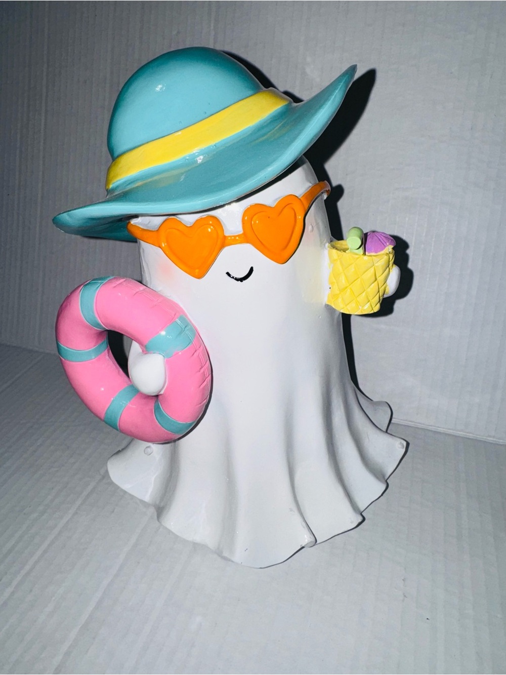 Halloween summerween Pool ready ghost with hat drink & pool ring BNWT